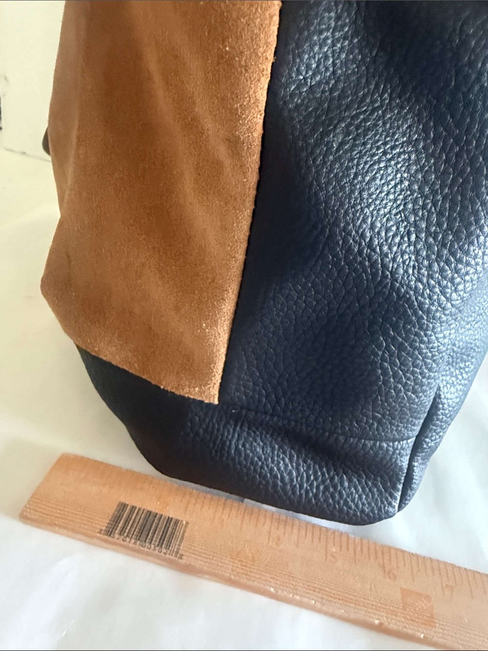 Canyon River Blues Cognac brown black accent tote bag faux suede leather - Picture 11 of 16
